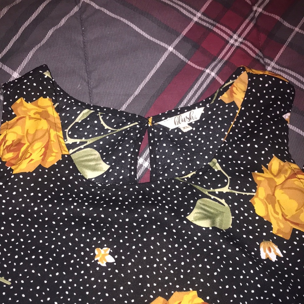 Black w/white polkadots and flowers
